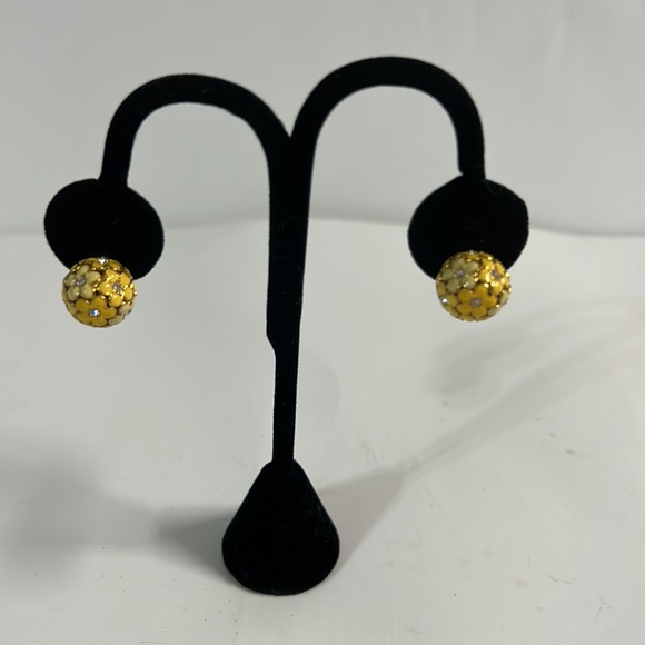 Tutti Fruitti Yellow Flower Ball Earrings - Picture 3 of 7